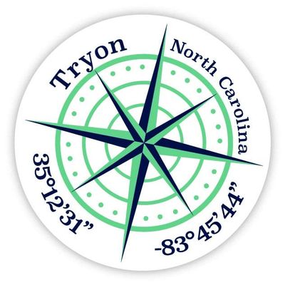 Tryon North Carolina 2-Inch Vinyl Decal Sticker Latitude Longitude Compass Design