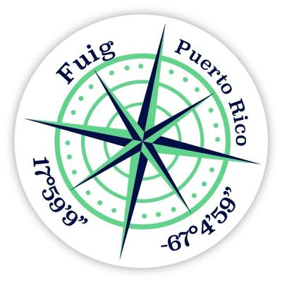 Fuig Puerto Rico 2-Inch Vinyl Decal Sticker Latitude Longitude Compass Design