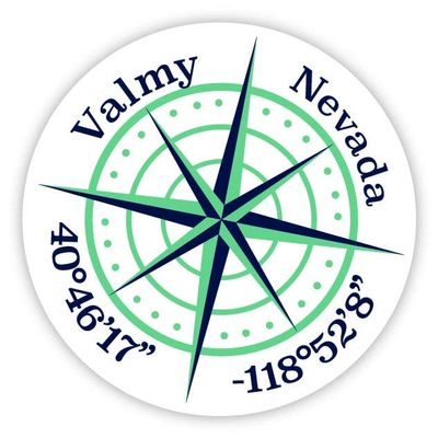 Valmy Nevada 2-Inch Vinyl Decal Sticker Latitude Longitude Compass Design