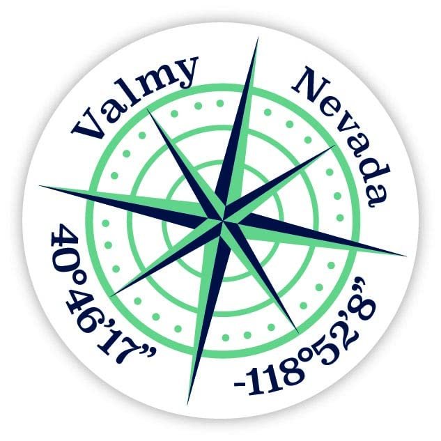 Valmy Nevada 2-Inch Vinyl Decal Sticker Latitude Longitude Compass Design