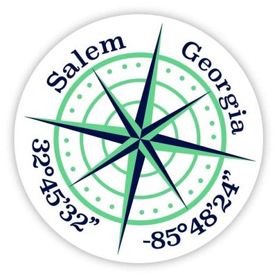 Salem Georgia 2-Inch Vinyl Decal Sticker Latitude Longitude Compass Design