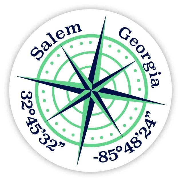 Salem Georgia 2-Inch Vinyl Decal Sticker Latitude Longitude Compass Design