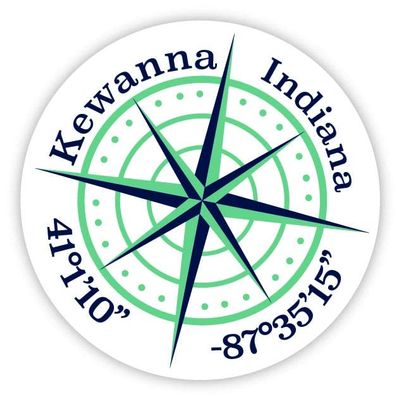 Kewanna Indiana 2-Inch Vinyl Decal Sticker Latitude Longitude Compass Design