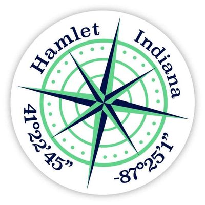 Hamlet Indiana 2-Inch Vinyl Decal Sticker Latitude Longitude Compass Design