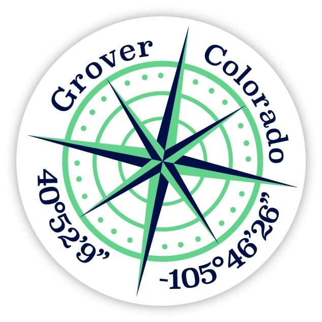 Grover Colorado 2-Inch Vinyl Decal Sticker Latitude Longitude Compass Design
