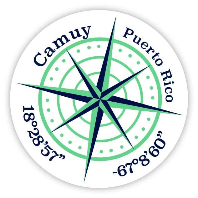 Camuy Puerto Rico 2-Inch Vinyl Decal Sticker Latitude Longitude Compass Design