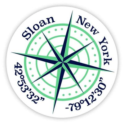 Sloan New York 2-Inch Vinyl Decal Sticker Latitude Longitude Compass Design