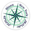 Sloan New York 2-Inch Vinyl Decal Sticker Latitude Longitude Compass Design view 1