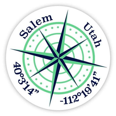 Salem Utah 2-Inch Vinyl Decal Sticker Latitude Longitude Compass Design