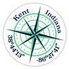 Kent Indiana 2-Inch Vinyl Decal Sticker Latitude Longitude Compass Design view 1