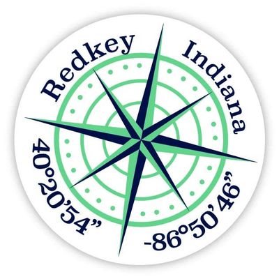 Redkey Indiana 2-Inch Vinyl Decal Sticker Latitude Longitude Compass Design