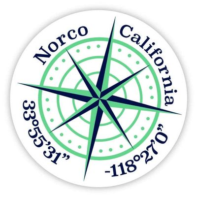 Norco California 2-Inch Vinyl Decal Sticker Latitude Longitude Compass Design