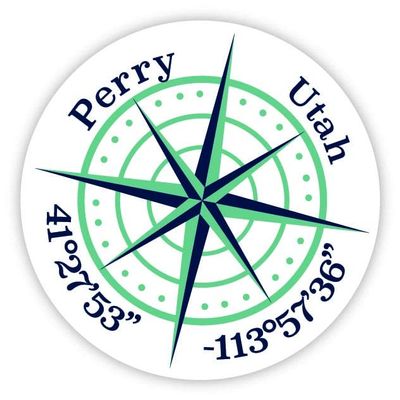 Perry Utah 2-Inch Vinyl Decal Sticker Latitude Longitude Compass Design