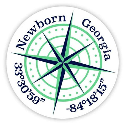 Newborn Georgia 2-Inch Vinyl Decal Sticker Latitude Longitude Compass Design