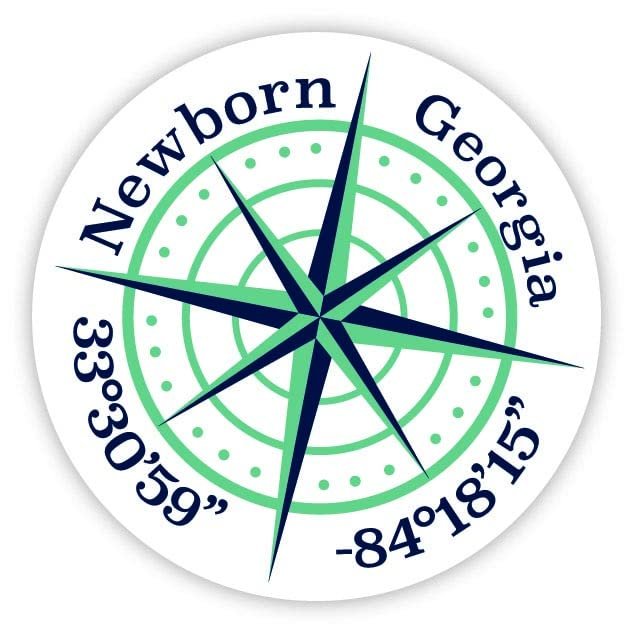Newborn Georgia 2-Inch Vinyl Decal Sticker Latitude Longitude Compass Design