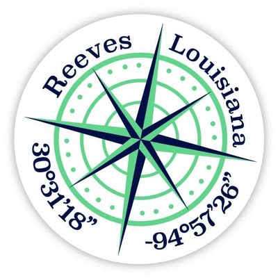 Reeves Louisiana 2-Inch Vinyl Decal Sticker Latitude Longitude Compass Design