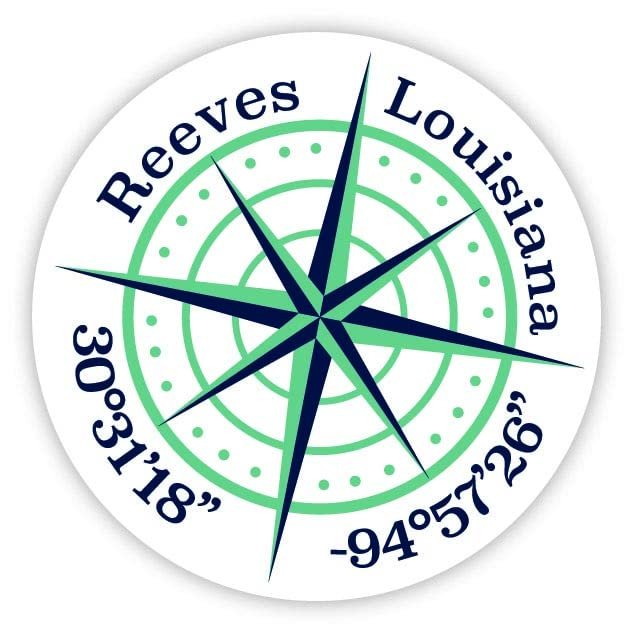 Reeves Louisiana 2-Inch Vinyl Decal Sticker Latitude Longitude Compass Design