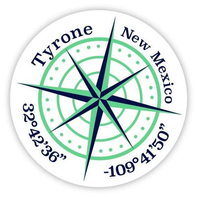 Tyrone New Mexico 2-Inch Vinyl Decal Sticker Latitude Longitude Compass Design