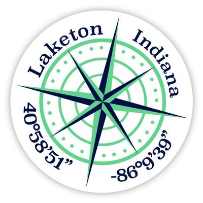 Laketon Indiana 2-Inch Vinyl Decal Sticker Latitude Longitude Compass Design