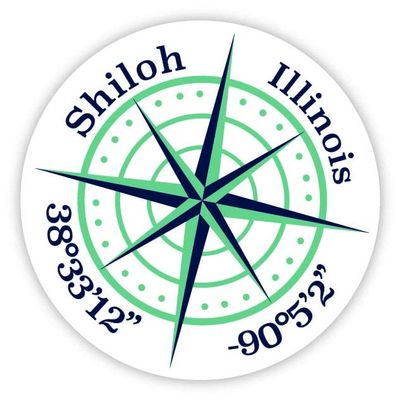 Shiloh Illinois 2-Inch Vinyl Decal Sticker Latitude Longitude Compass Design