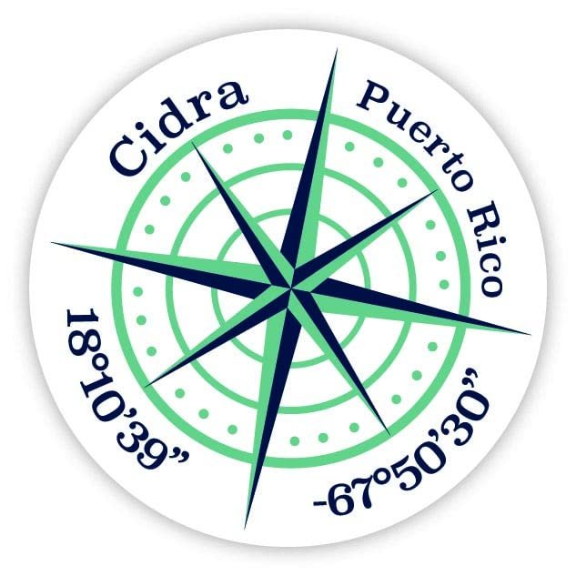 Cidra Puerto Rico 2-Inch Vinyl Decal Sticker Latitude Longitude Compass Design