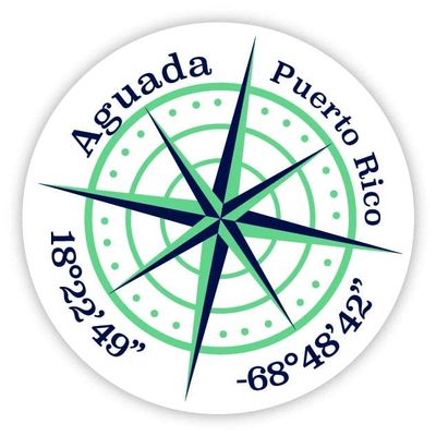 Aguada Puerto Rico 2-Inch Vinyl Decal Sticker Latitude Longitude Compass Design