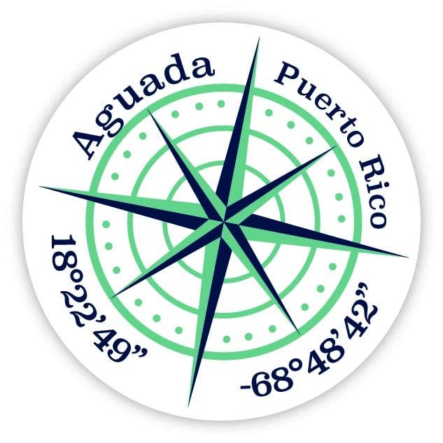 Aguada Puerto Rico 2-Inch Vinyl Decal Sticker Latitude Longitude Compass Design