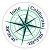 Ione California 2-Inch Vinyl Decal Sticker Latitude Longitude Compass Design view 1