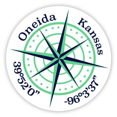 Oneida Kansas 2-Inch Vinyl Decal Sticker Latitude Longitude Compass Design