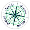 Oneida Kansas 2-Inch Vinyl Decal Sticker Latitude Longitude Compass Design view 1