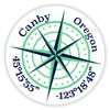 Canby Oregon 2-Inch Vinyl Decal Sticker Latitude Longitude Compass Design view 1