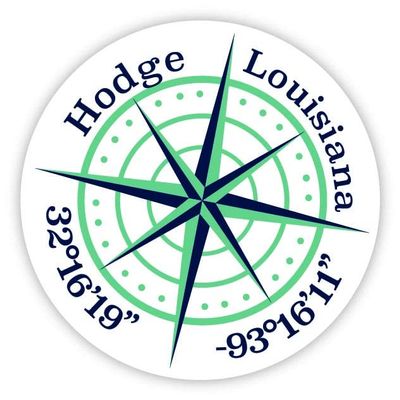 Hodge Louisiana 2-Inch Vinyl Decal Sticker Latitude Longitude Compass Design