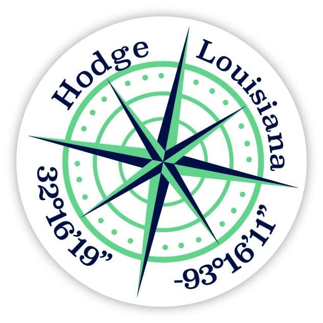 Hodge Louisiana 2-Inch Vinyl Decal Sticker Latitude Longitude Compass Design