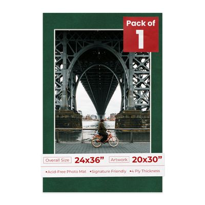 Poster Palooza 24x36 Mat for 20x30 Photo - Precut Green Suede Picture Matboard for Frames Measuring 24 x 36 Inches - Bevel Cut Matte to Display Art Measuring 20 x 30 Inches - Acid Free ONE MAT