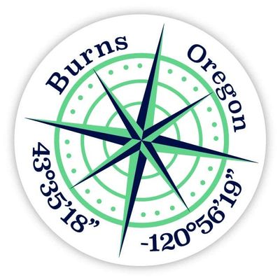 Burns Oregon 2-Inch Vinyl Decal Sticker Latitude Longitude Compass Design