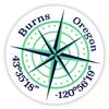 Burns Oregon 2-Inch Vinyl Decal Sticker Latitude Longitude Compass Design view 1