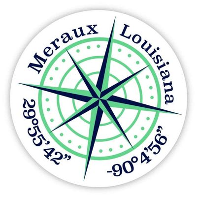 Meraux Louisiana 2-Inch Vinyl Decal Sticker Latitude Longitude Compass Design