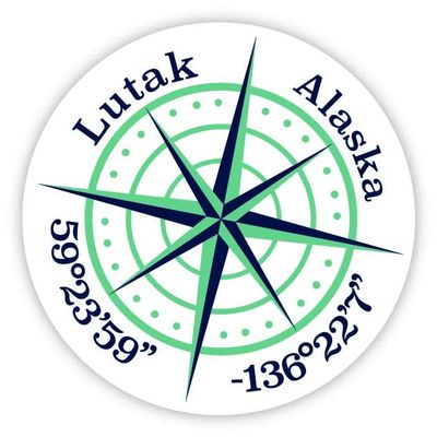 Lutak Alaska 2-Inch Vinyl Decal Sticker Latitude Longitude Compass Design
