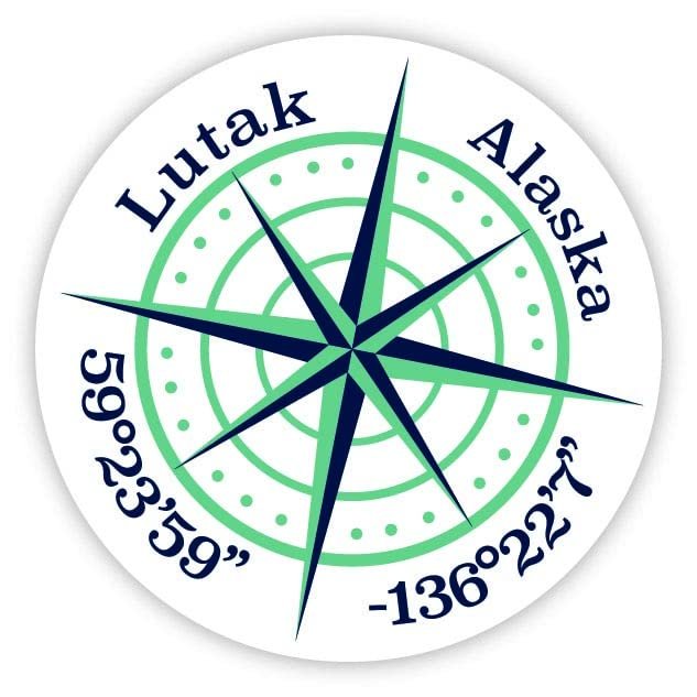 Lutak Alaska 2-Inch Vinyl Decal Sticker Latitude Longitude Compass Design