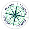 Stuart Virginia 2-Inch Vinyl Decal Sticker Latitude Longitude Compass Design view 1