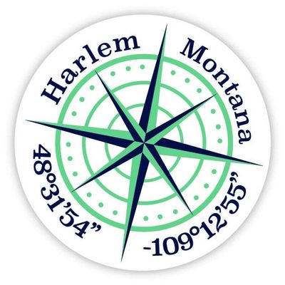 Harlem Montana 2-Inch Vinyl Decal Sticker Latitude Longitude Compass Design
