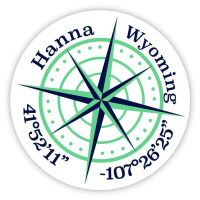 Hanna Wyoming 2-Inch Vinyl Decal Sticker Latitude Longitude Compass Design