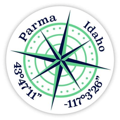 Parma Idaho 2-Inch Vinyl Decal Sticker Latitude Longitude Compass Design