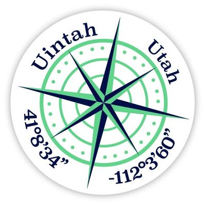 Uintah Utah 2-Inch Vinyl Decal Sticker Latitude Longitude Compass Design