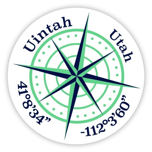 Uintah Utah 2-Inch Vinyl Decal Sticker Latitude Longitude Compass Design