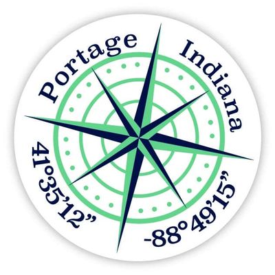 Portage Indiana 2-Inch Vinyl Decal Sticker Latitude Longitude Compass Design