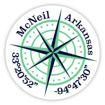 McNeil Arkansas 2-Inch Vinyl Decal Sticker Latitude Longitude Compass Design