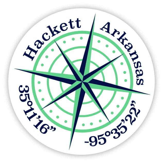 Hackett Arkansas 2-Inch Vinyl Decal Sticker Latitude Longitude Compass Design