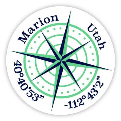 Marion Utah 2-Inch Vinyl Decal Sticker Latitude Longitude Compass Design