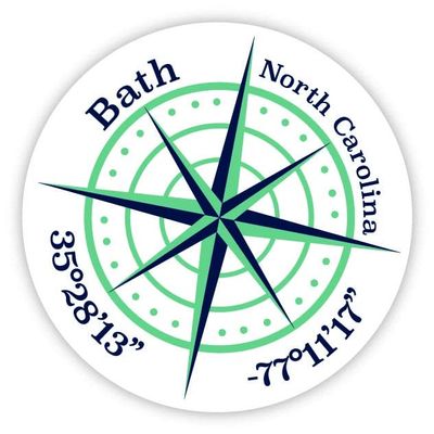 Bath North Carolina 2-Inch Vinyl Decal Sticker Latitude Longitude Compass Design